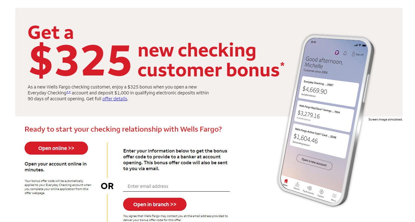 Wells Fargo Checking开户【2025.03更新:$325开户奖励+支持ITIN】