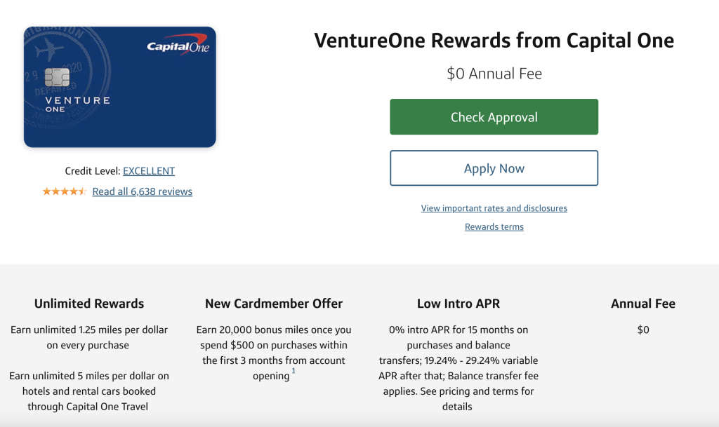 Capital One VentureOne Rewards 信用卡介绍
