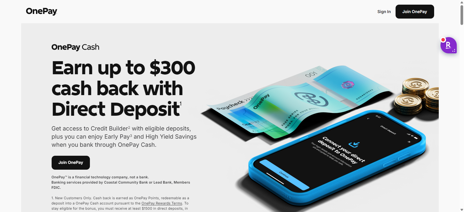 🏦 OnePay 开户奖励：立享$300 美元现金回馈！ – US Cards