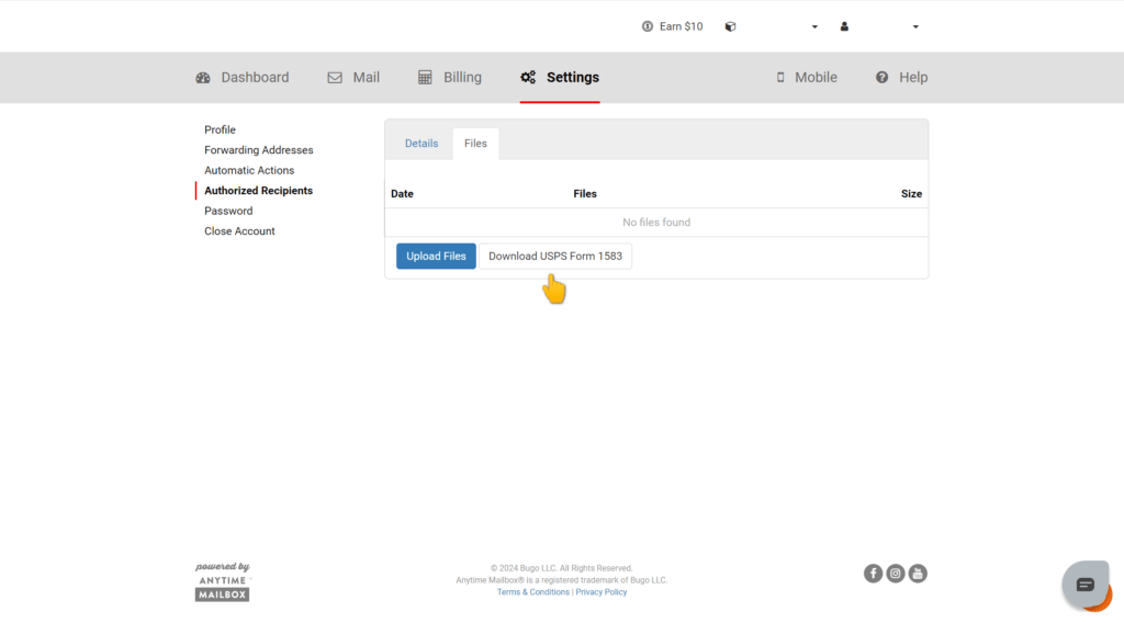在Anytime Mailbox免费添加收件人 7 2024 09 06 095336