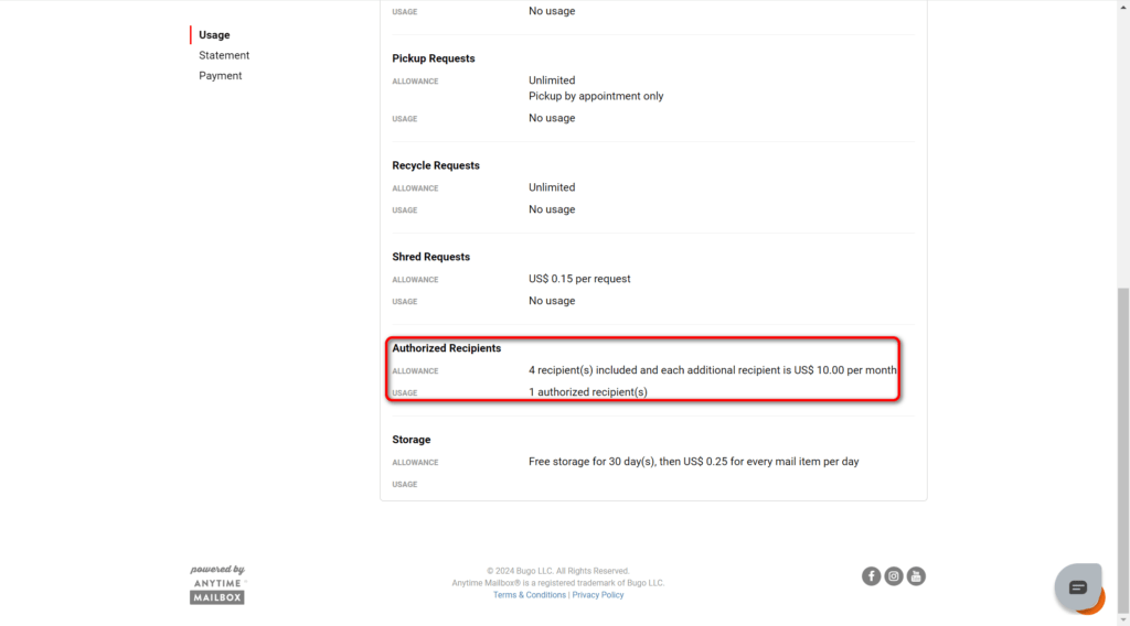 在Anytime Mailbox免费添加收件人 1 2024 10 06 140655